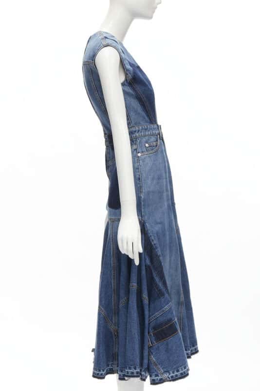 Alexander McQueen Denim Shadow Dress Blue Never worn - Model View