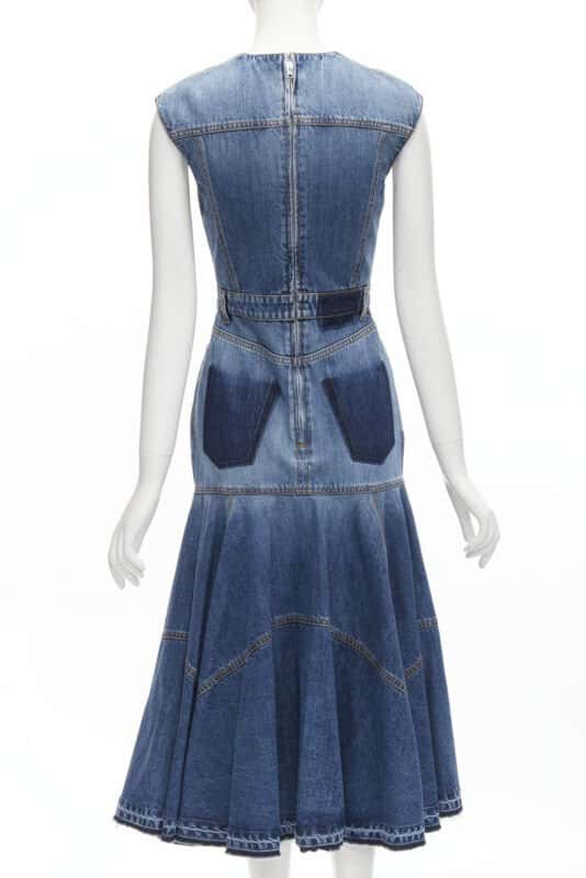 Alexander McQueen Denim Shadow Dress Blue Never worn - Box View