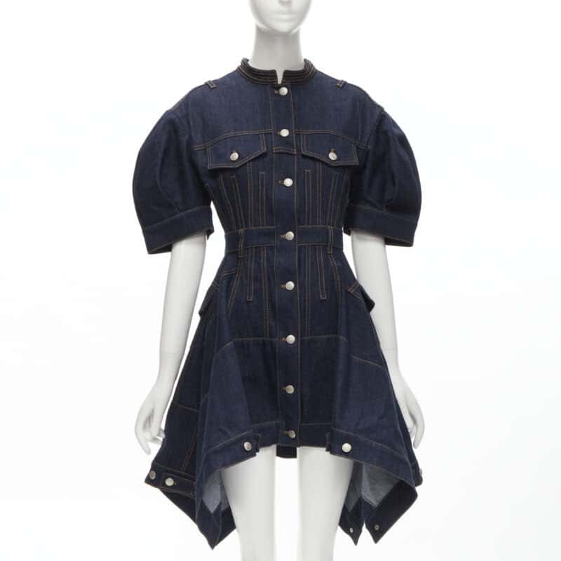 Alexander McQueen Indigo Denim Dress Blue Never worn - Front View