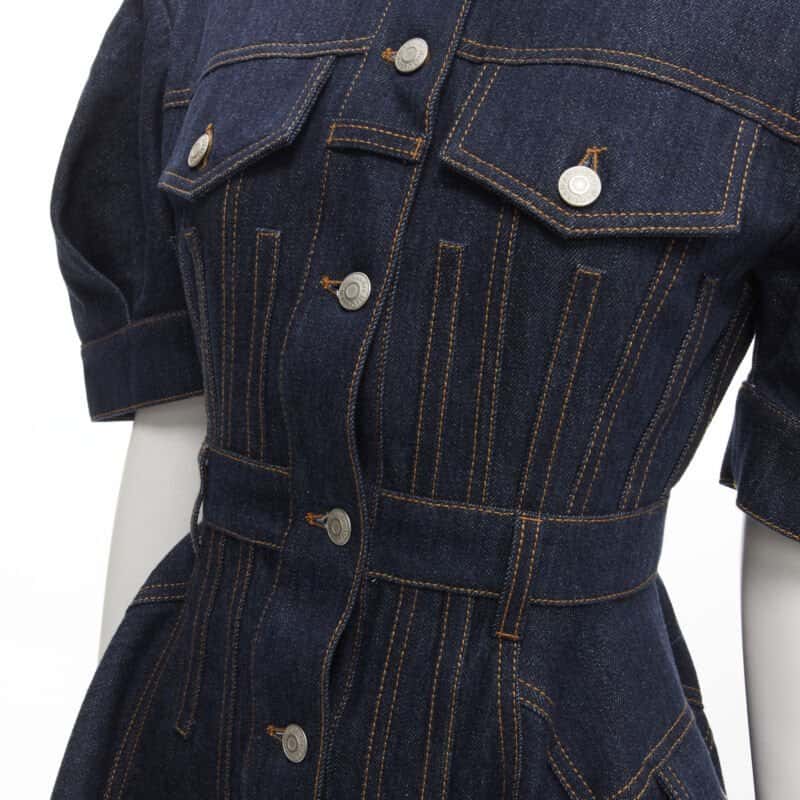 Alexander McQueen Indigo Denim Dress Blue Never worn - Back View