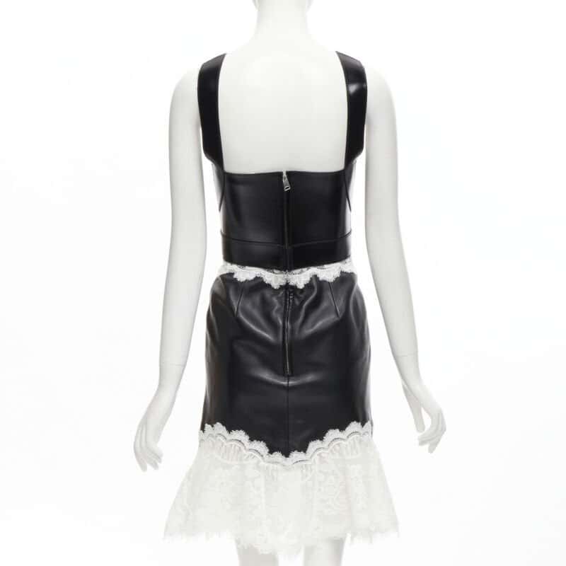 Alexander McQueen Lace Bustier Dress Black Leather Never worn - Box View