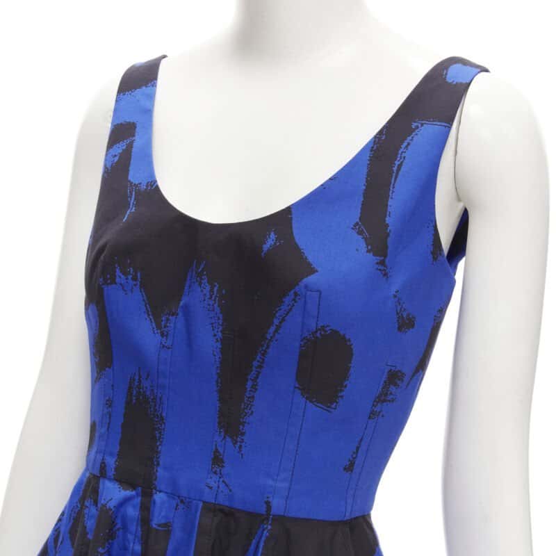 Alexander McQueen Abstract Fit Dress Blue Cotton Never worn - Back View