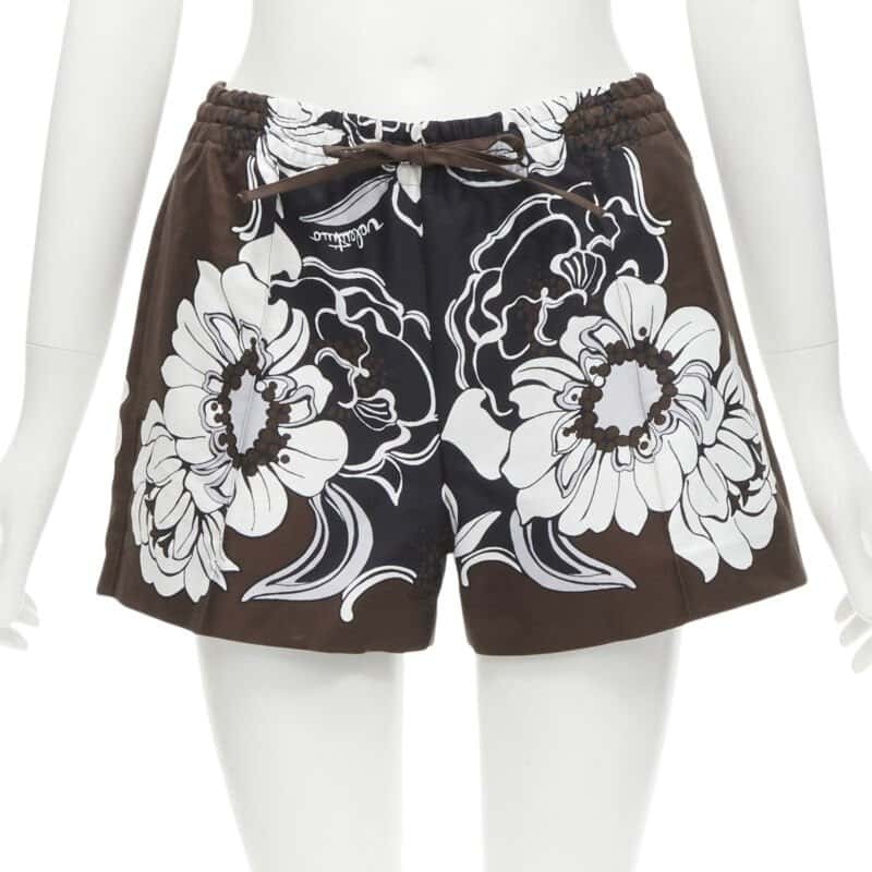 Valentino Garavani Floral Drawstring Brown Silk Never worn - Front View