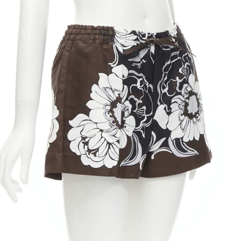Valentino Garavani Floral Drawstring Brown Silk Never worn - Inside View