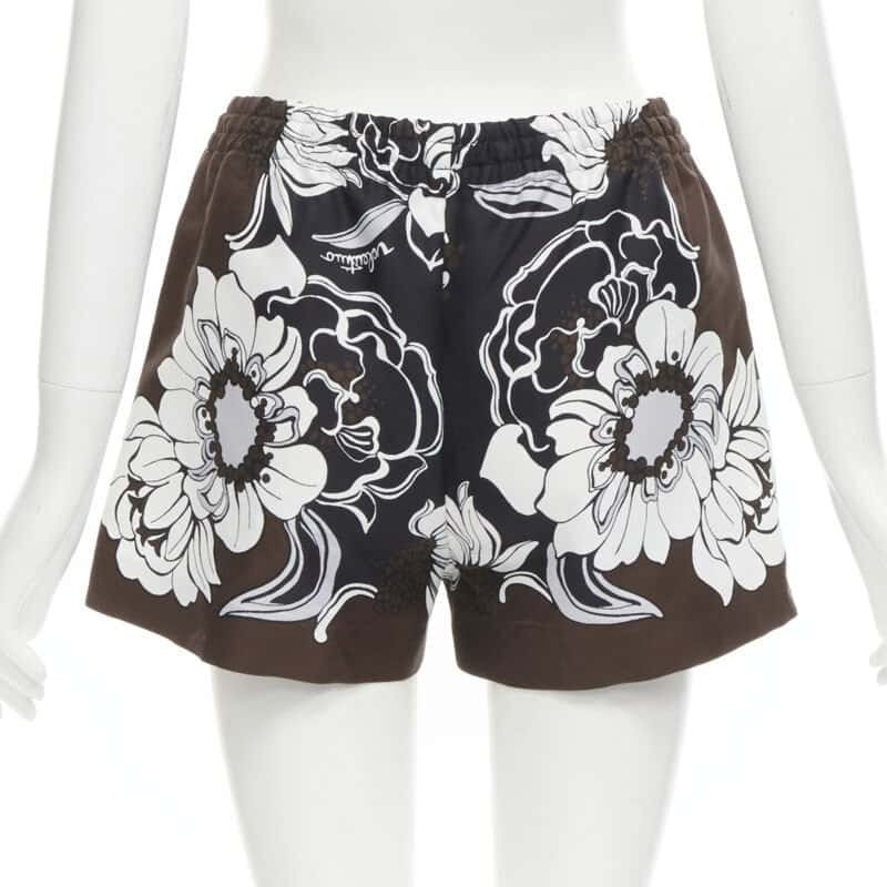 Valentino Garavani Floral Drawstring Brown Silk Never worn - Box View