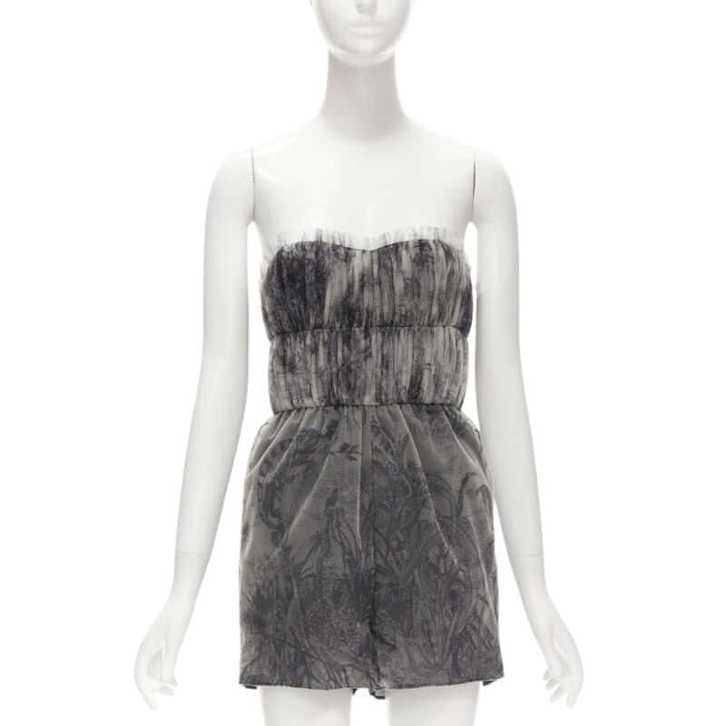 Dior Tulle Gathered Grey Polyamide Never worn, with tag - Front View