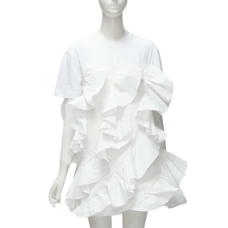 Alexander McQueen Spiral Ruffle Tee Beige Cotton Very good condition - Front View