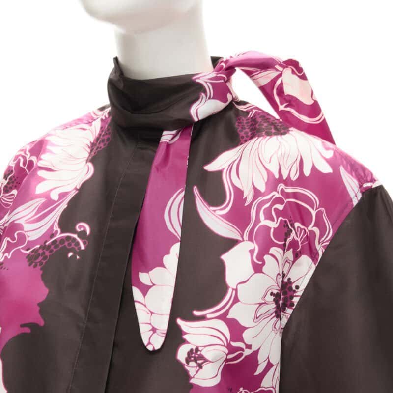 Valentino Garavani Floral Print Shirt Brown Silk Very good condition - Back View