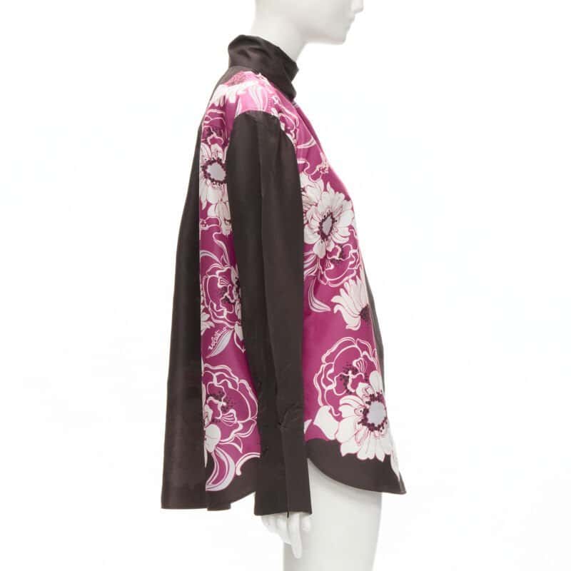 Valentino Garavani Floral Print Shirt Brown Silk Very good condition - Model View