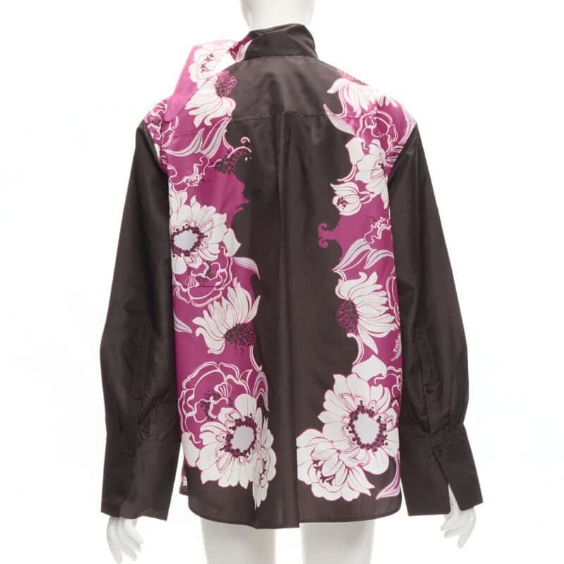 Valentino Garavani Floral Print Shirt Brown Silk Very good condition - Box View