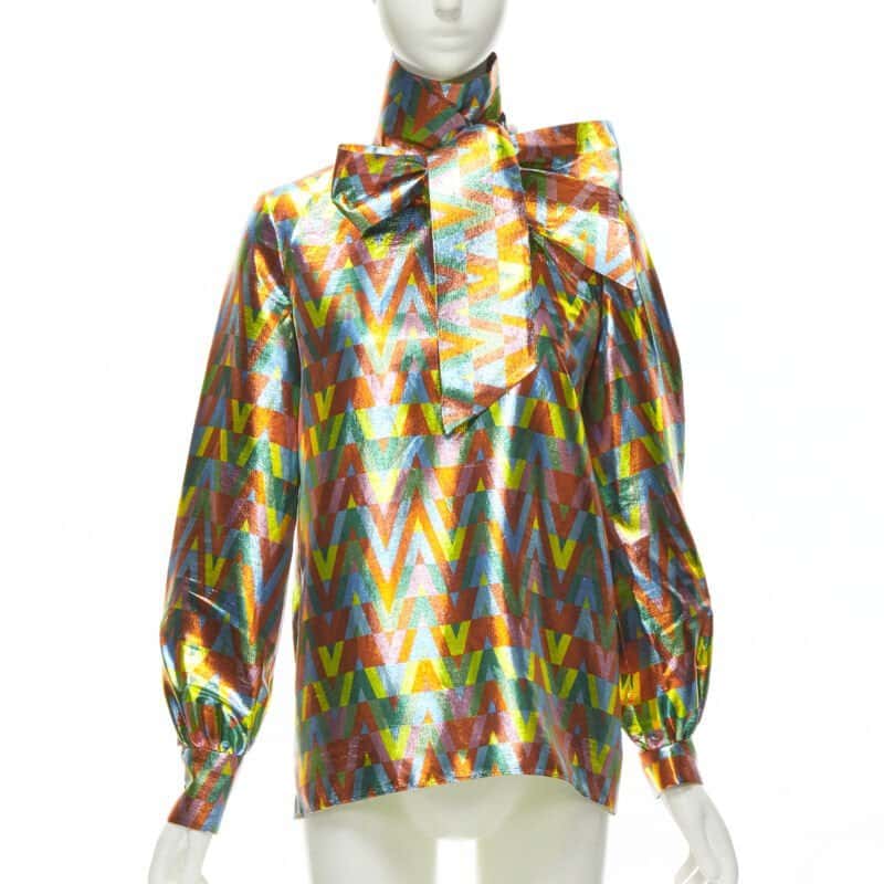 Valentino Garavani Graphic Tie Blouse MultiColor Polyester Very good condition - Front View