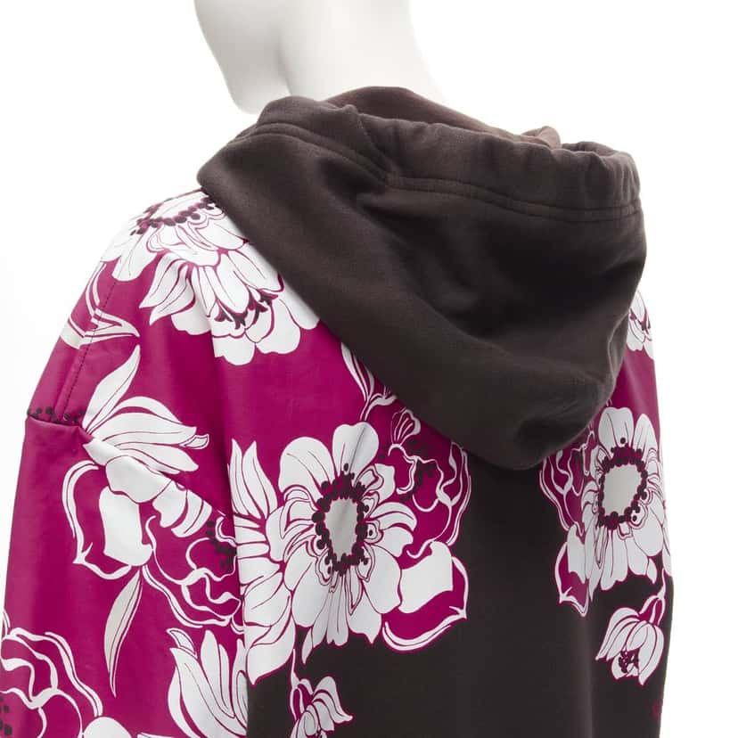 Valentino Garavani Floral Print Hoodie Brown Cotton Very good condition - Back View