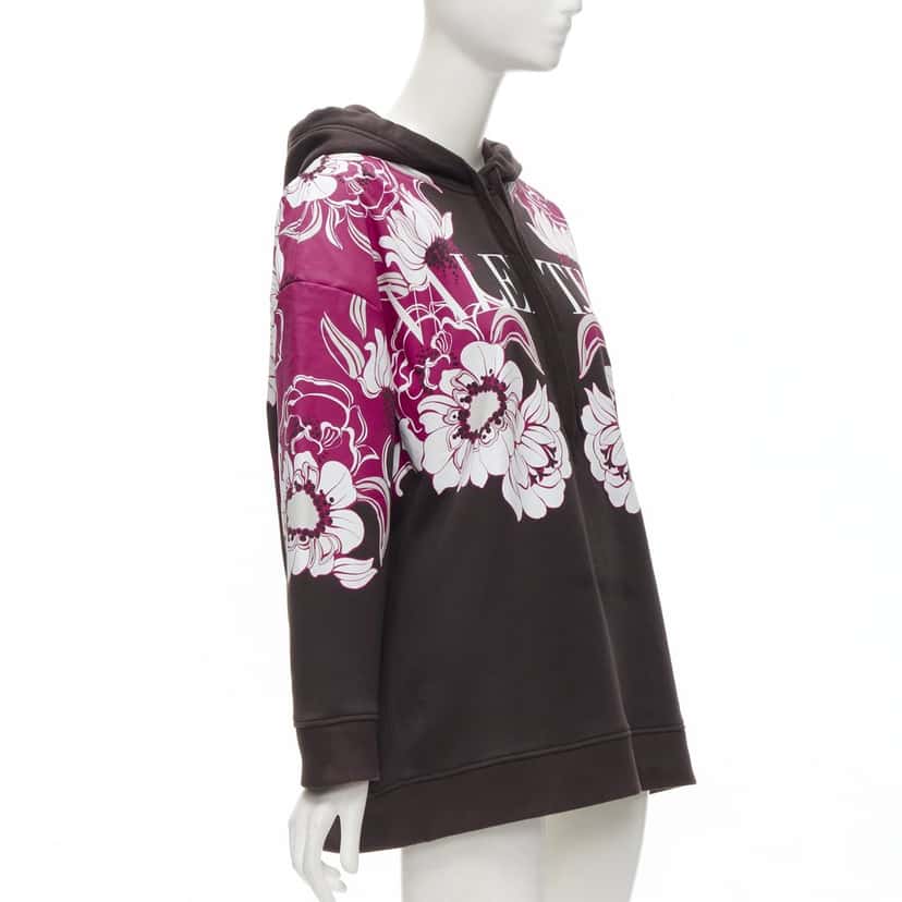 Valentino Garavani Floral Print Hoodie Brown Cotton Very good condition - Inside View