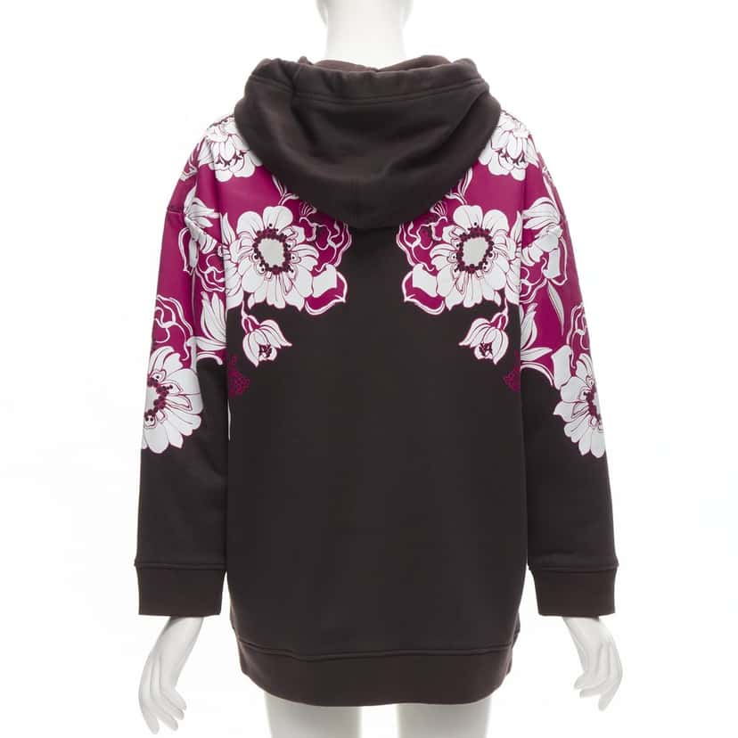 Valentino Garavani Floral Print Hoodie Brown Cotton Very good condition - Box View