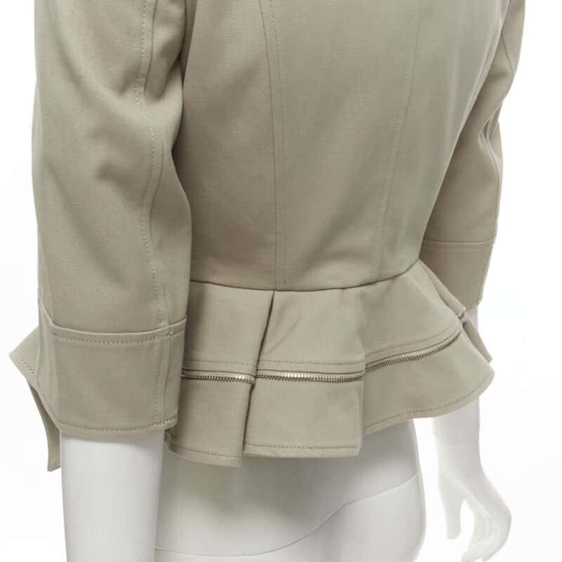 Alexander McQueen Zipper Trim Jacket Grey Cotton Never worn - Back View