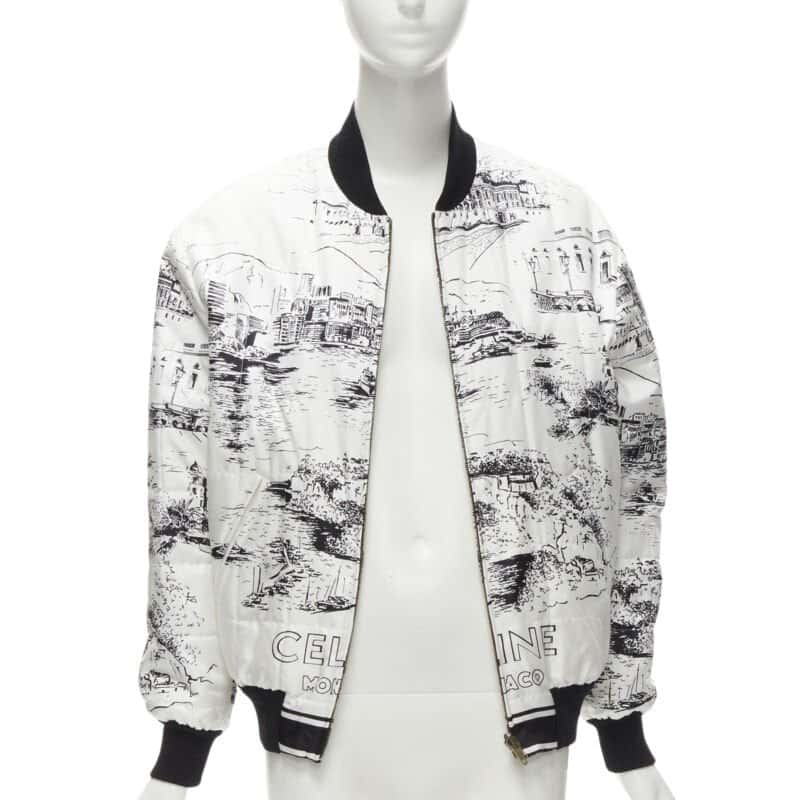 Celine White Silk Foulard Bomber White Silk Never worn - Front View