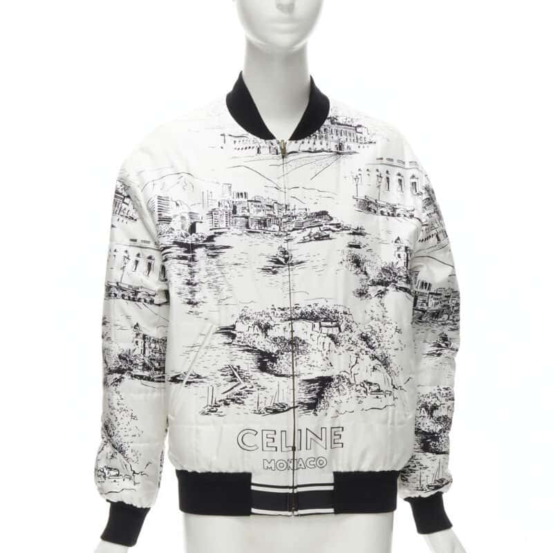 Celine White Silk Foulard Bomber White Silk Never worn - Inside View