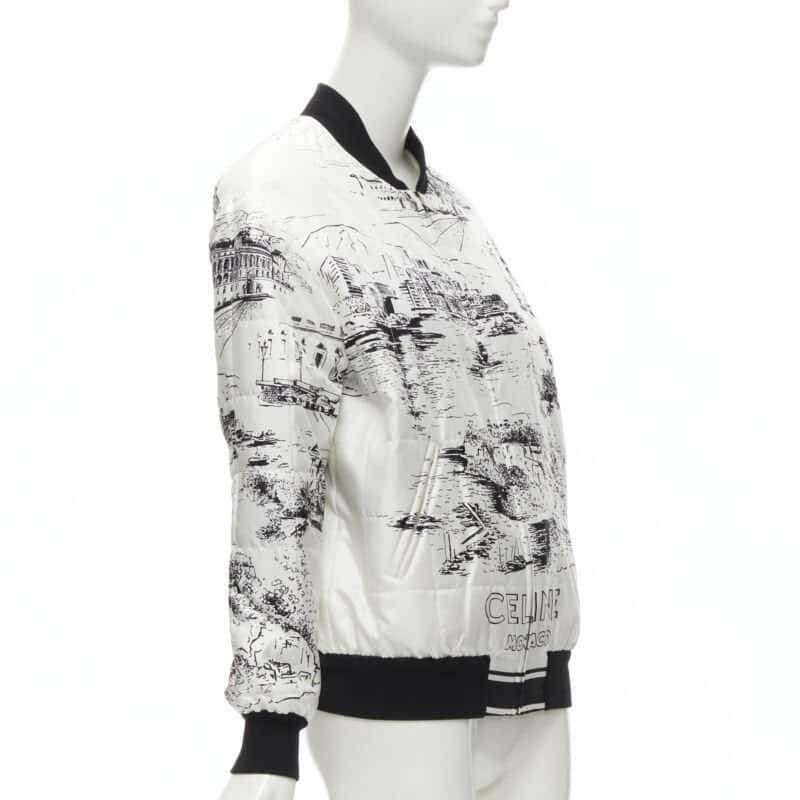 Celine White Silk Foulard Bomber White Silk Never worn - Model View