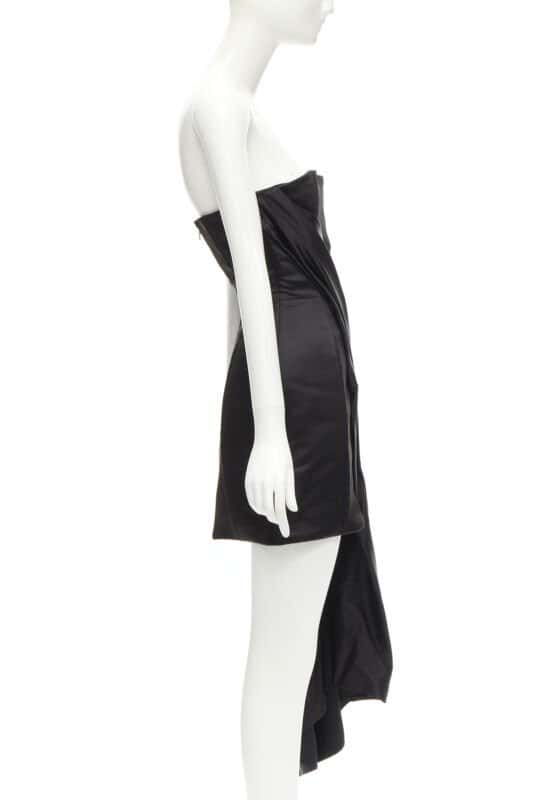 Halpern Black Satin Draped Dress Black Polyester Never worn - Model View