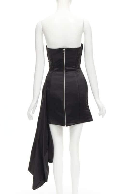 Halpern Black Satin Draped Dress Black Polyester Never worn - Box View
