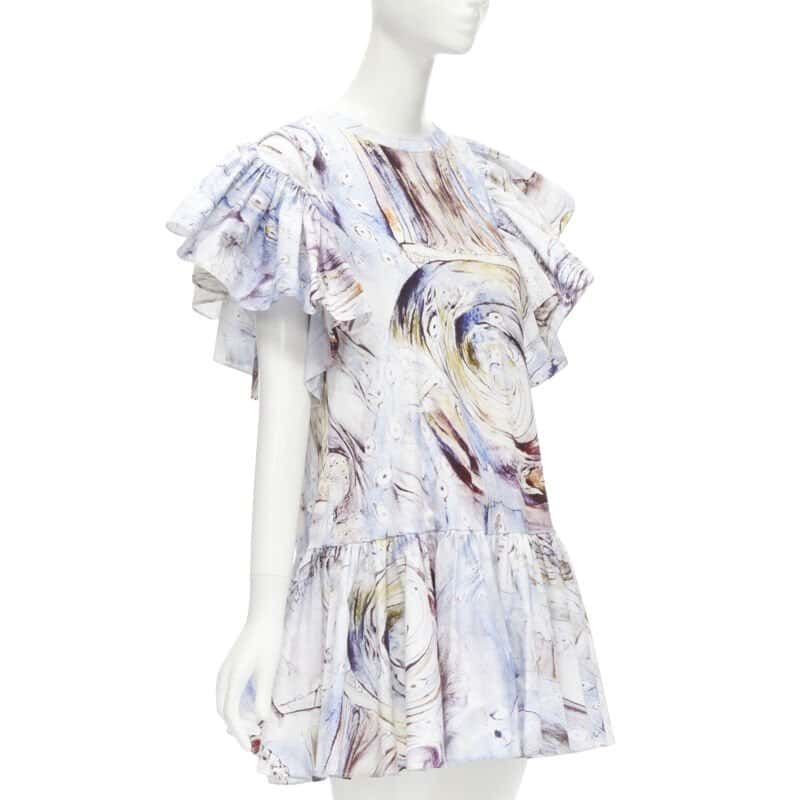 Alexander McQueen William Blake Mini Dress Blue Cotton Never worn - Front View
