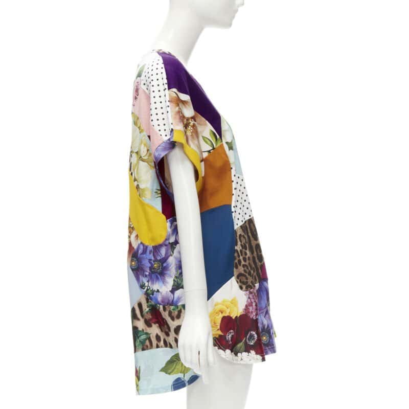 DOLCE & GABBANA Sicilian Patchwork Dress MultiColor Cotton Never worn - Model View
