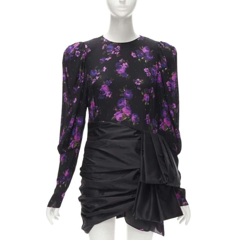 Magda butrym Crystal Floral Wrap Dress Black Silk Never worn - Front View