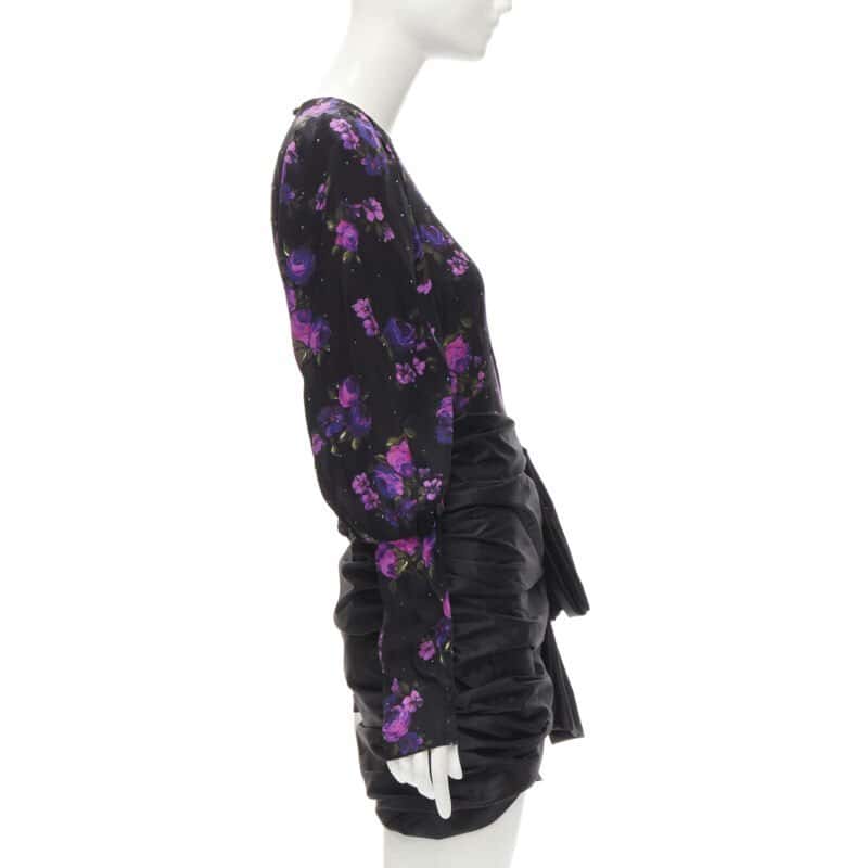 Magda butrym Crystal Floral Wrap Dress Black Silk Never worn - Model View