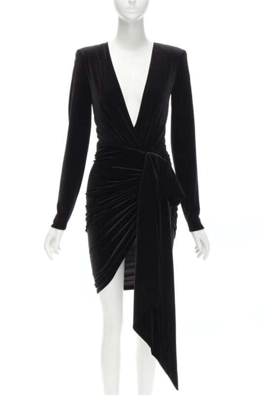 Alexandre Vauthier Black Velvet Wrap Dress Black Velvet Never worn - Front View