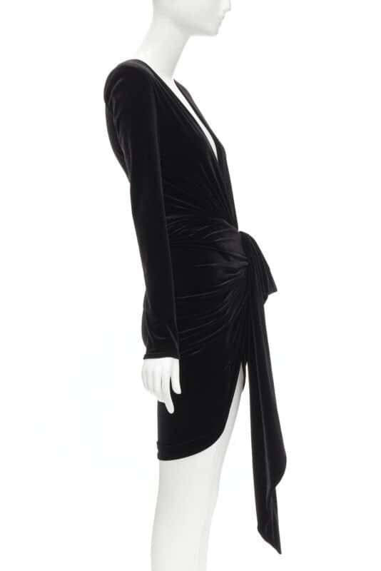Alexandre Vauthier Black Velvet Wrap Dress Black Velvet Never worn - Model View