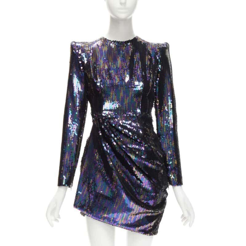 Alex Perry Blue Sequins Mini Dress Blue Polyester Never worn - Front View