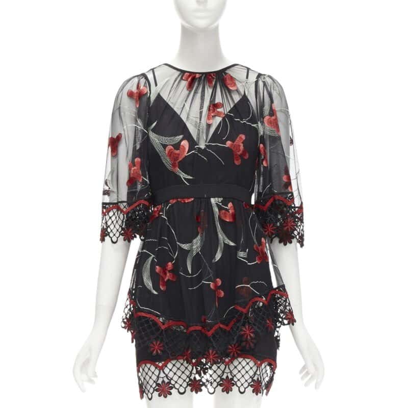 Alice McCall Black Lace Floral Dress Black Polyester Never worn - Front View