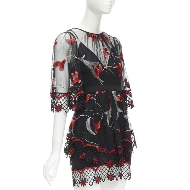Alice McCall Black Lace Floral Dress Black Polyester Never worn - Inside View