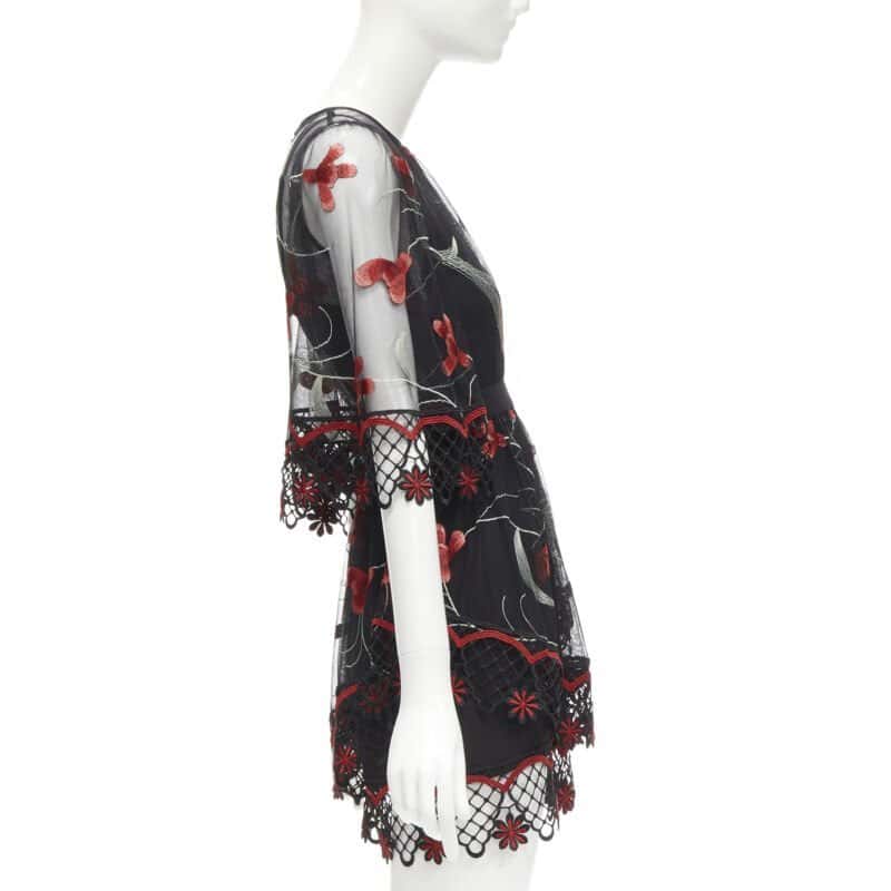 Alice McCall Black Lace Floral Dress Black Polyester Never worn - Model View