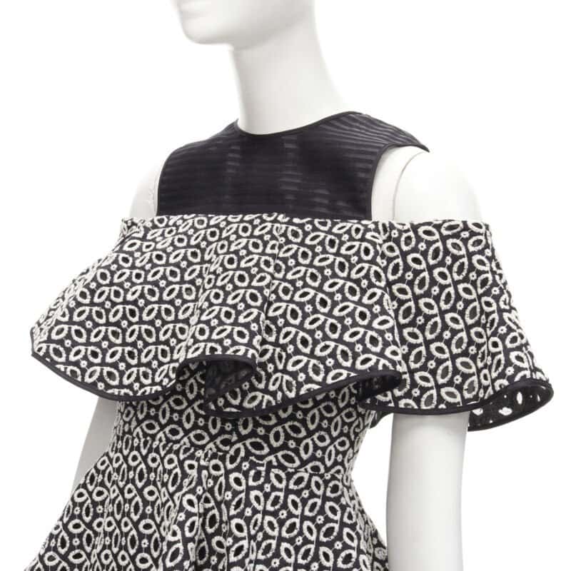 Huishan Zhang Black Embroidery Dress Black Polyester Never worn - Back View