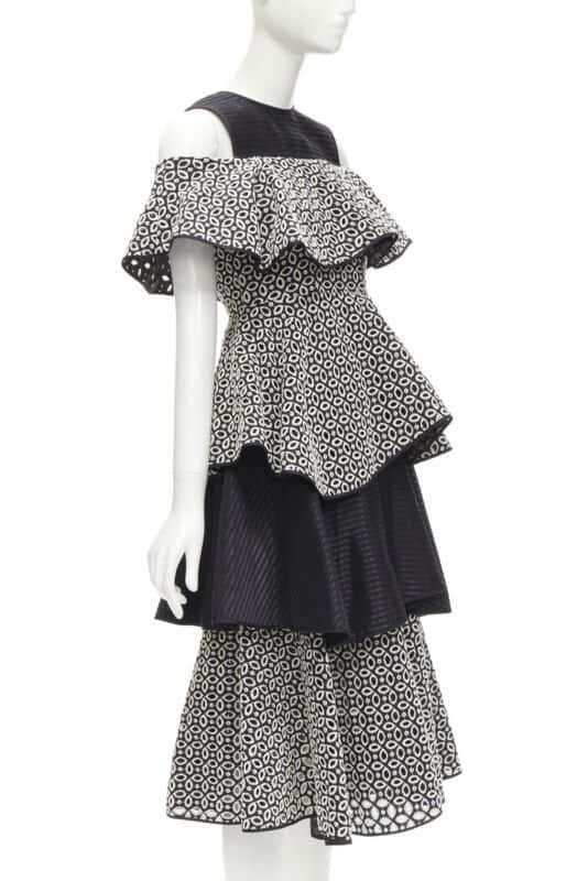 Huishan Zhang Black Embroidery Dress Black Polyester Never worn - Inside View