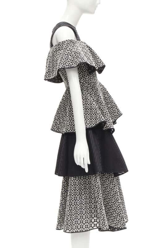 Huishan Zhang Black Embroidery Dress Black Polyester Never worn - Model View