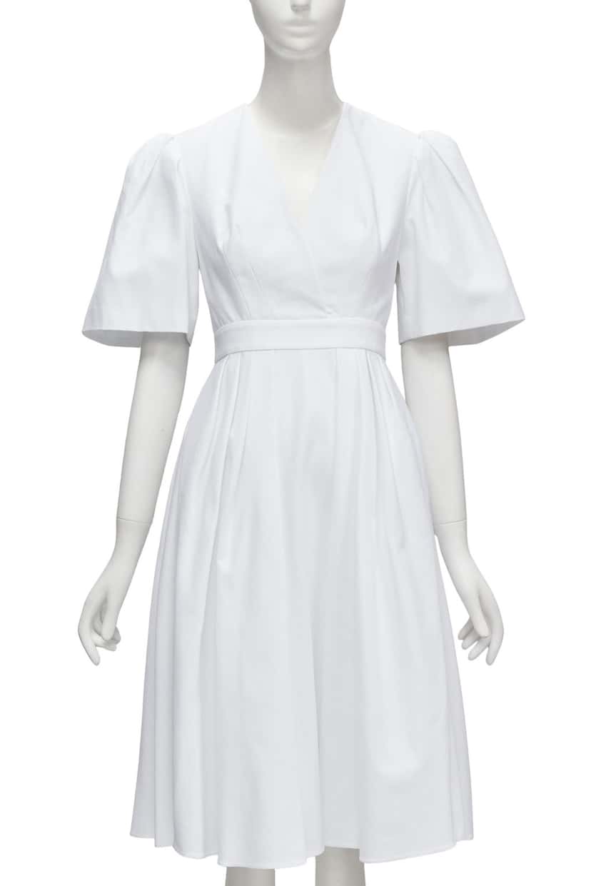 Alexander McQueen White Bell Sleeve Dress White Cotton Good condition - Front View