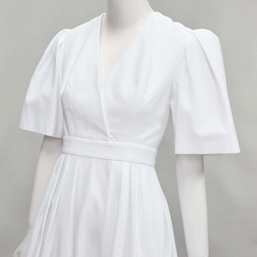 Alexander McQueen White Bell Sleeve Dress White Cotton Good condition - Back View