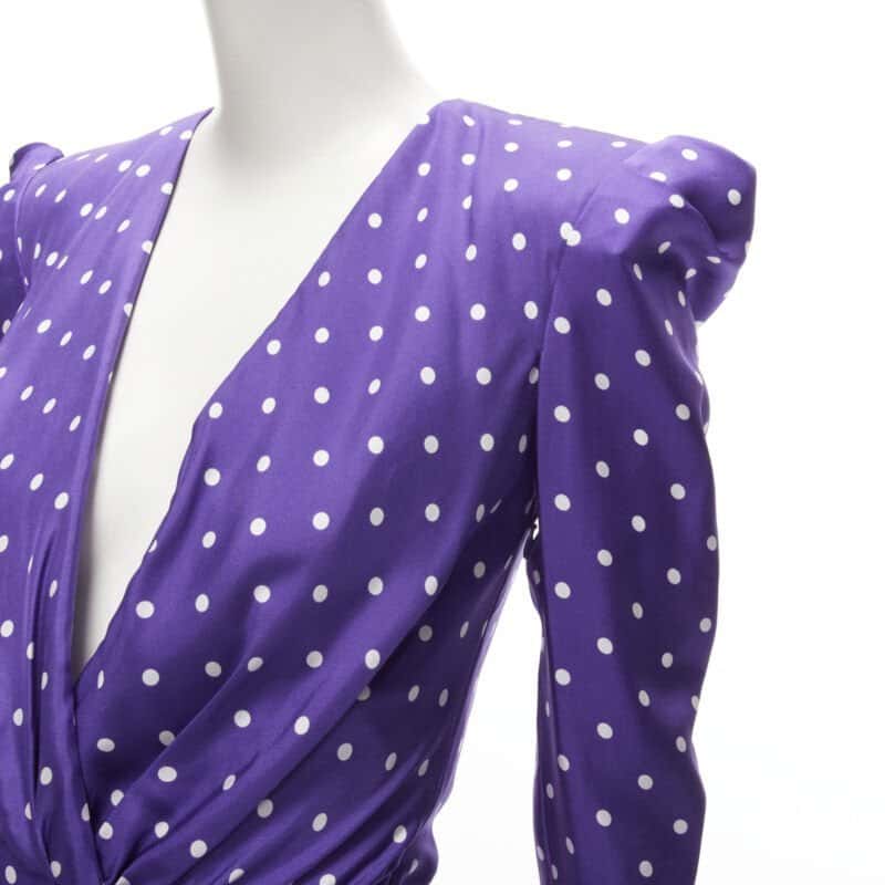 Alexandre Vauthier Purple Polka Dot Dress Purple Silk Never worn - Back View