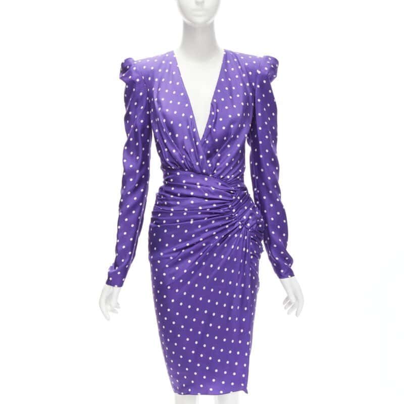 Alexandre Vauthier Purple Polka Dot Dress Purple Silk Never worn - Inside View