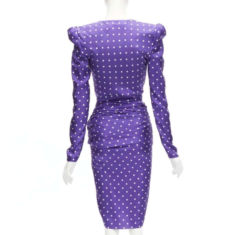 Alexandre Vauthier Purple Polka Dot Dress Purple Silk Never worn - Box View