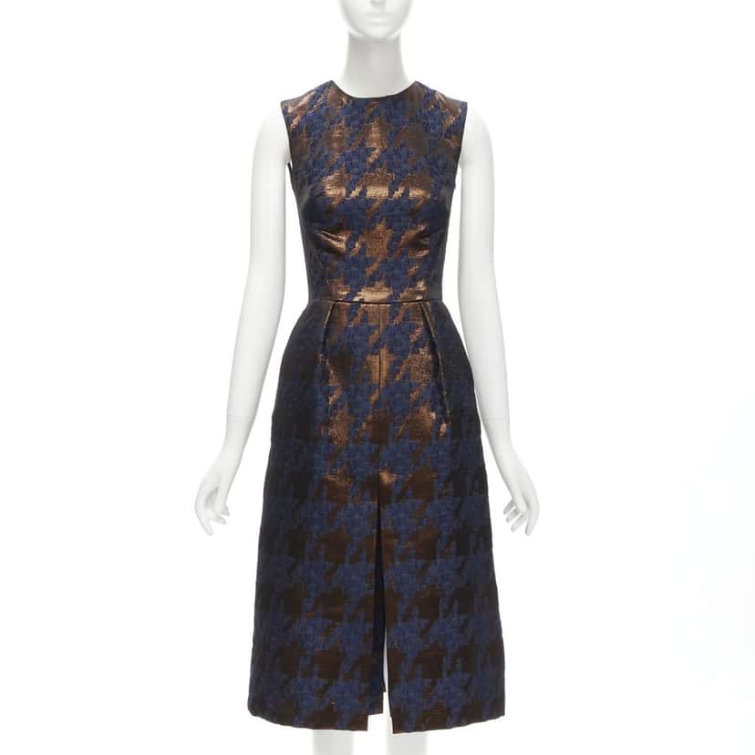 Martin Grant Copper Jacquard Dress Brown Polyester Never worn - Front View