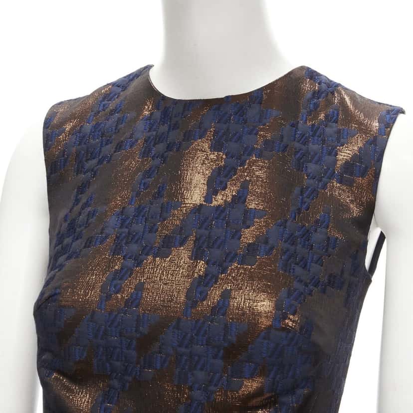 Martin Grant Copper Jacquard Dress Brown Polyester Never worn - Back View