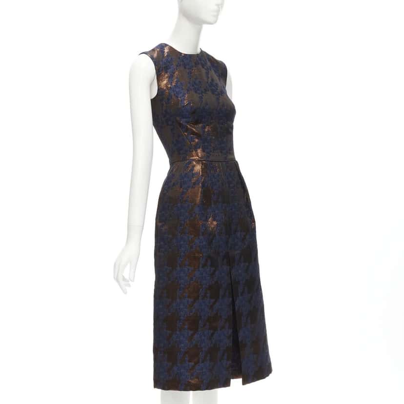 Martin Grant Copper Jacquard Dress Brown Polyester Never worn - Inside View