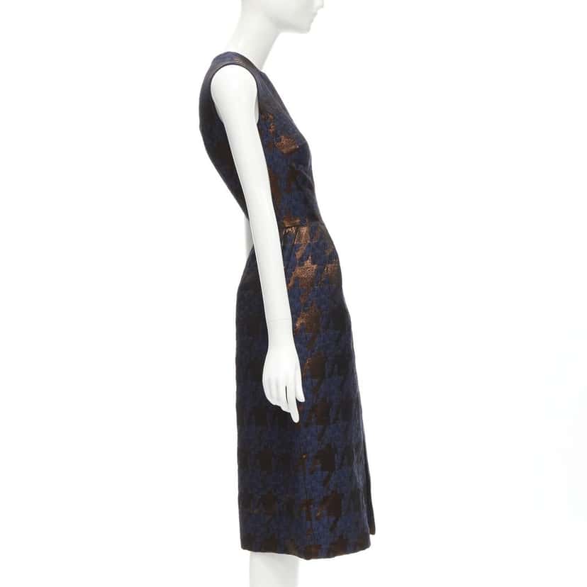 Martin Grant Copper Jacquard Dress Brown Polyester Never worn - Model View