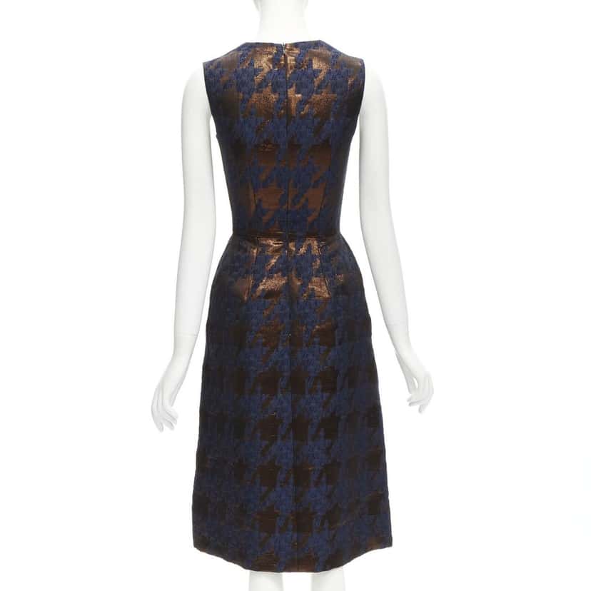 Martin Grant Copper Jacquard Dress Brown Polyester Never worn - Box View