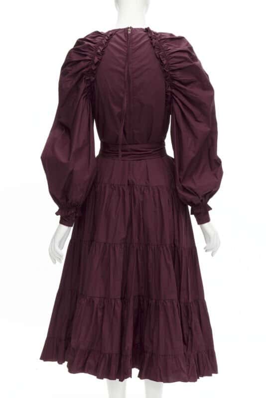 Ulla Johnson Burgundy Bow Midi Dress Burgundy Cotton Never worn - Box View