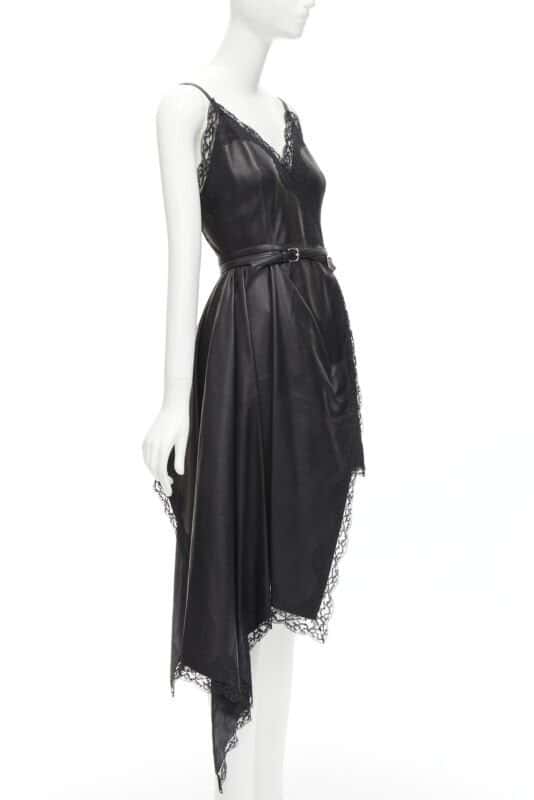 Alexander McQueen Black Leather Wrap Dress Black Leather Never worn - Inside View