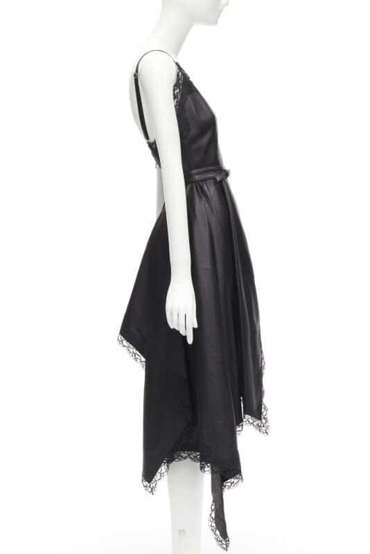Alexander McQueen Black Leather Wrap Dress Black Leather Never worn - Model View